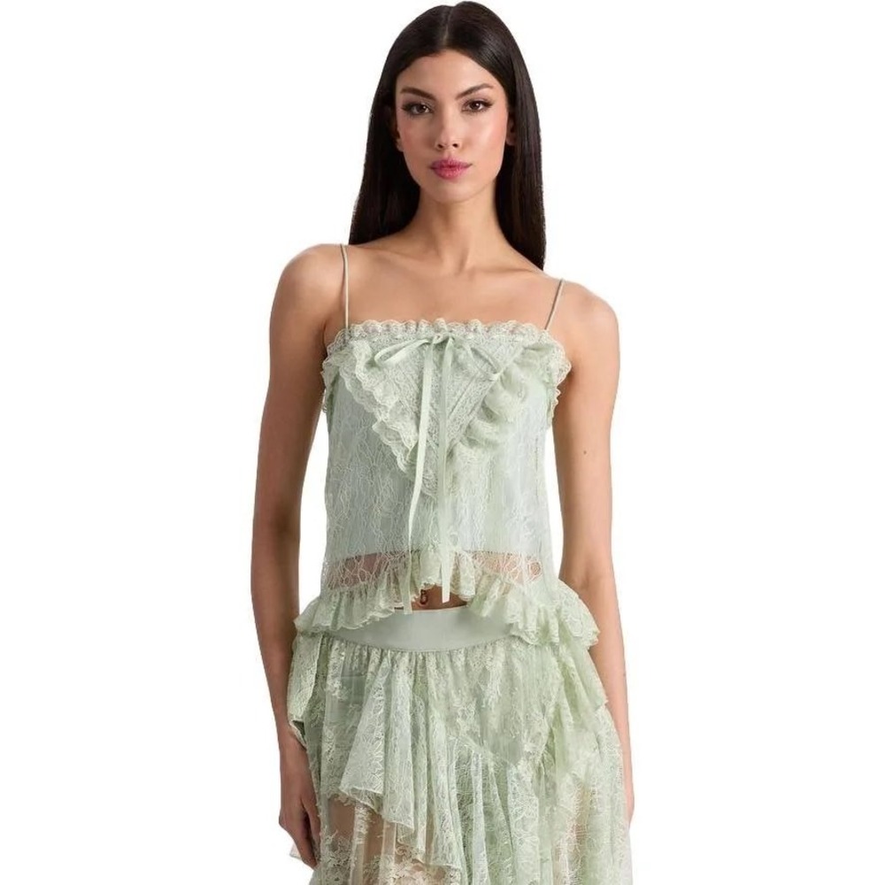 ALICE‎ + OLIVIA  Alessia Lace Top in Green Size 10 NWT - Picture 4 of 13